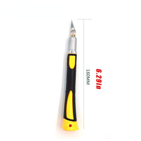 Skalpell med 10 rostskyddade blad, precisionsskärare, modellbyggarskalpell, för DIY-konstverk, skärning, snideri, skulptur, hobbyknivar, gul