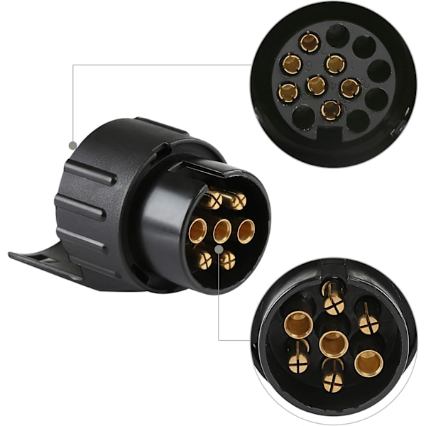 Trailer Stik Adapter, Universal Tilbehør, Vandtæt 7 Pin til 13 Pin Trækadapter Kompatibel med Bil og Lastbil