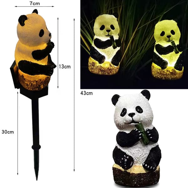 Solcellsbelysning för trädgårdspålar - panda solcellsbelysning utomhusträdgård, Wat