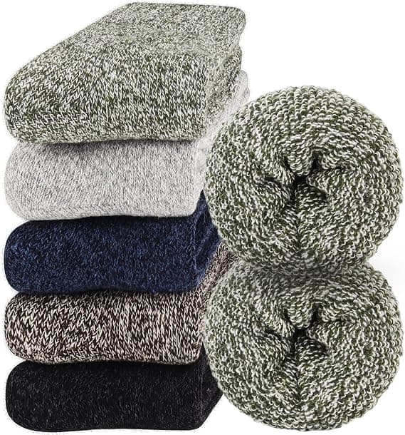 5-pack Varmfodrade Vinterstrumpor för Män - Tjocka, Varma, Termiska Stövlar - Perfekt Present till Pappa