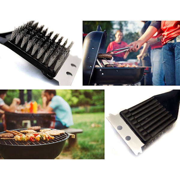 Grillbørste i rustfritt stål med skrape