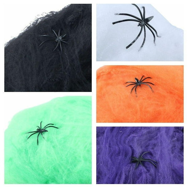 5 kpl laajennettavaa hämähäkinseittiä Halloween-koristeluun