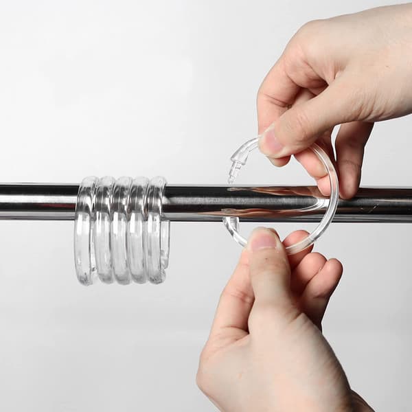 24 st transparenta gardinringar, duschringar i plast, O-formade