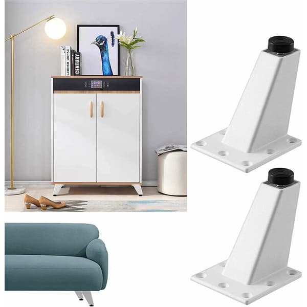 2 stk. justerbare hvite møbelben i aluminiumlegering