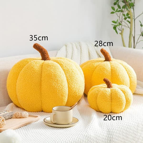 Halloween Pumpa Plyschkudde Fylld Pumpa Form Mjuk Present för Heminredning Festpresenter (28cm, Gul)