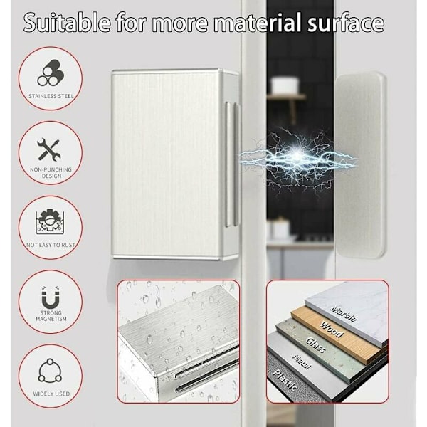 Självhäftande skåpsdörrmagnetset med 8 magnetiska dörrlås Upda