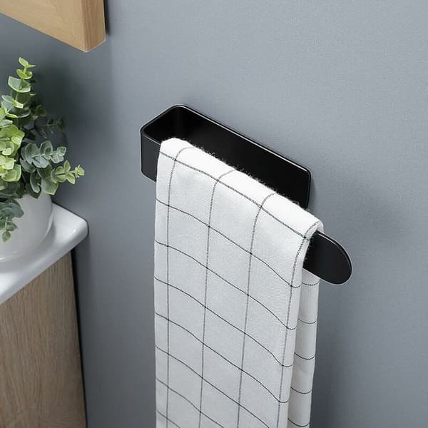 Sort håndklædeholder til badeværelse, køkkenrulleholder uden boring 21,5*5*4,5cm