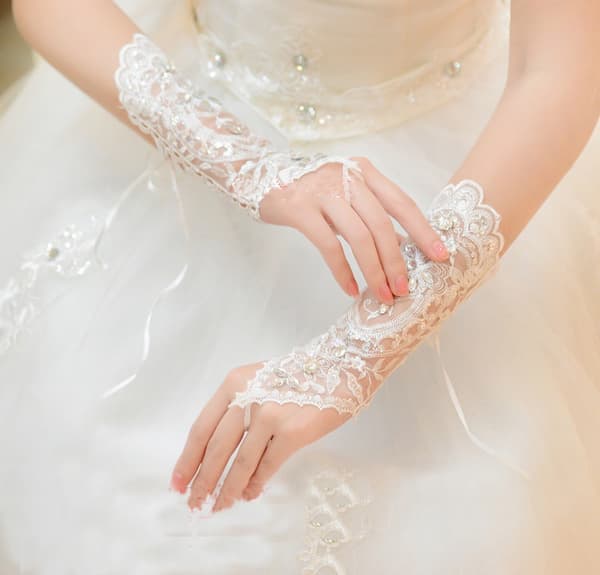 Eleganta brudhandskar/vantar spets strass fingerlösa prydda