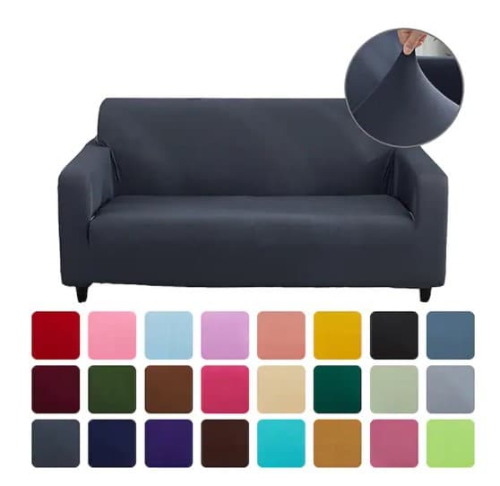 Sofaovertrekk all-inclusive ensfarget elastisk sofaovertrekk for alle årstider, svart, L (190-230CM)