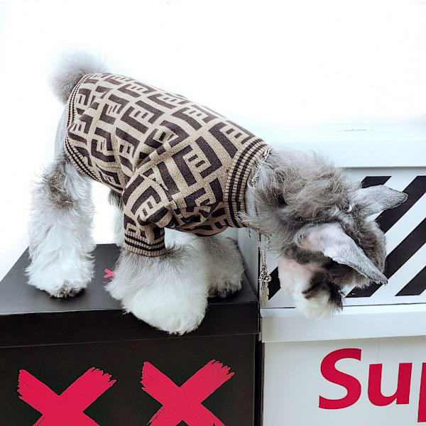 Höst Hund Pyjamas Husdjur Valp Kläder Overall Randig Vinter Sovkläder Teddy Katt(M)