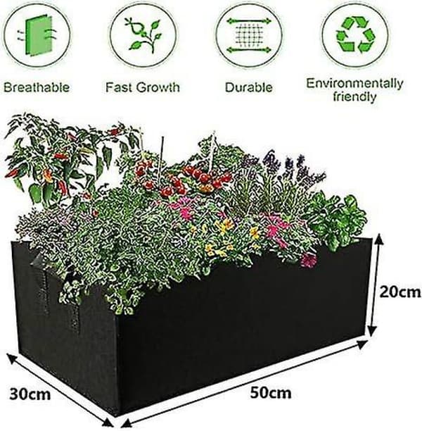 4 st 8 Gallons Växtpåsar, Rektangulära Vävda Andningsbara Odlingspåsar, för Blommor Grönsaker