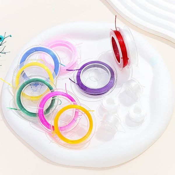 Plastsnöre i 10 klara färger för smyckestillverkning, armband, pärlor