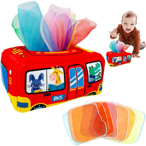 Tissue Box Leksaker, Sensoriska Leksaker Baby Inklusive färgade dukar, Earl