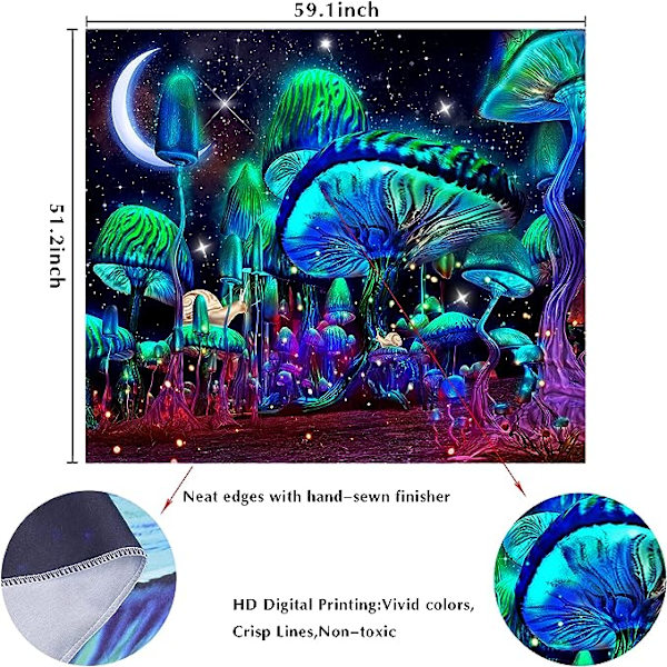 rippy Mushroom Tapestry Snails Moon and Stars Tapestry Mushroom R