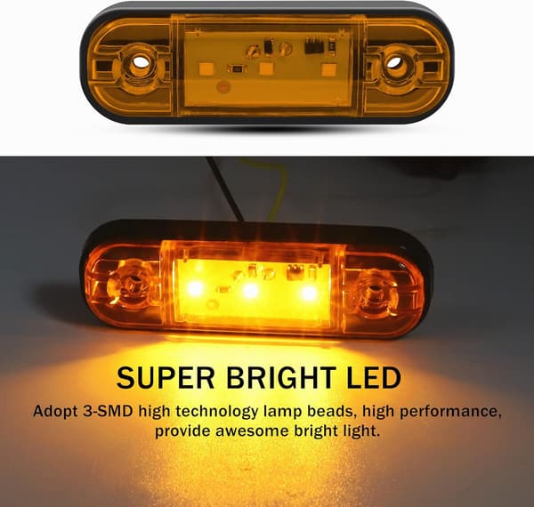 10 st sidomarkeringsljus 12V/24V Universal Positionsljus 3-LED F