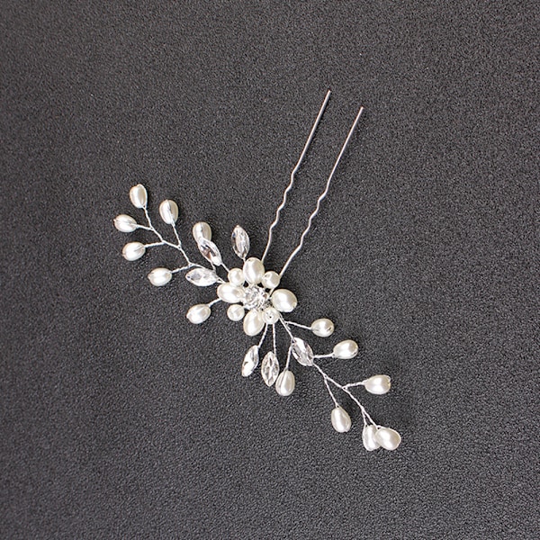 Bröllopsblomma Brud Hårsmycken Huvudbonader Bröllopshårdelar Brudtillbehör (silver)