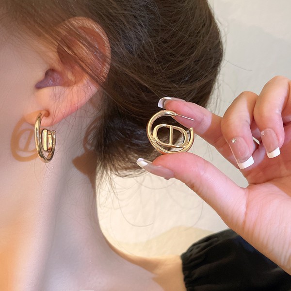 Guld Statement Hoop Øreringe Studs Metallic Minimalistisk Mode Smykker