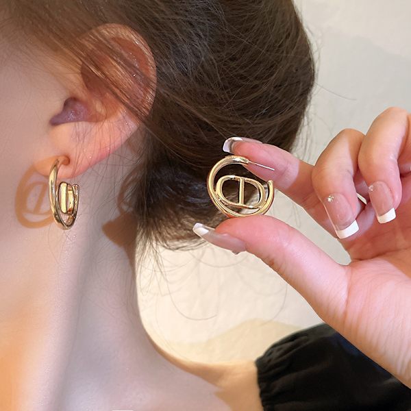 Gull Statement Hoop Øredobber Studser Metallisk Minimalistisk Mote Je
