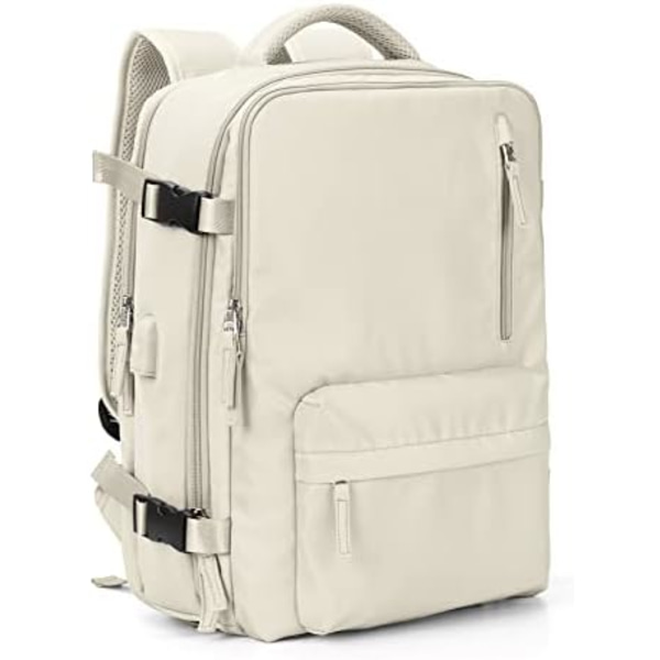 Stor resväska arbetsryggsäck handbagage flygplansgodkänd 17-tums laptopryggsäck för kvinnor män med laptopfack Mochila de Viaje,Beige