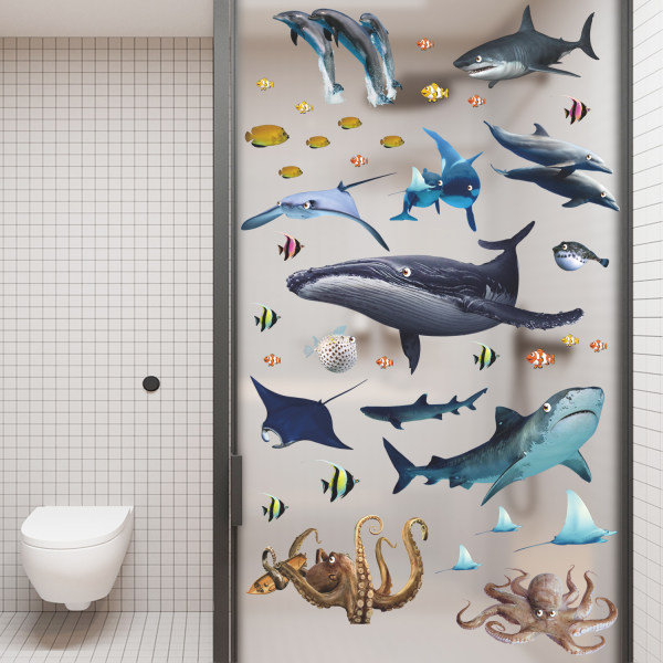 En set havsdjur Väggdekaler Dekorativa klistermärken, Ocean Unde