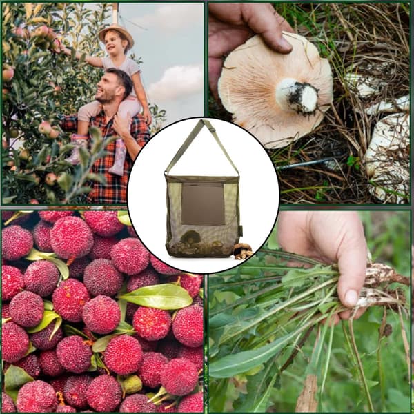 Svampesankningspose, Frugtplukningspose, Høstpose med stor kapacitet, Foldbar sankningspose, Åndbar mesh-sankningspose, Jagtpose