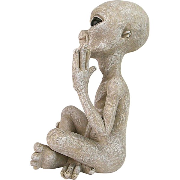 UFO-rumvæsen statue, lille siddende, sandsten
