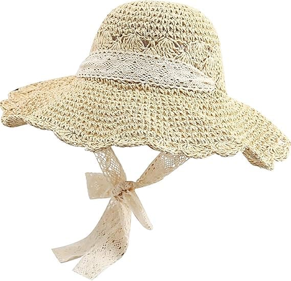 Halmhatt Dam Solhatt Sommar Strandhatt Fällbar Bred Brätte Floppy