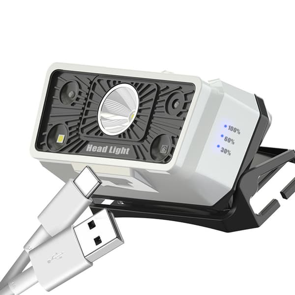 Oppladbar hodelykt, hvit LED-hodelykt 30*55mm