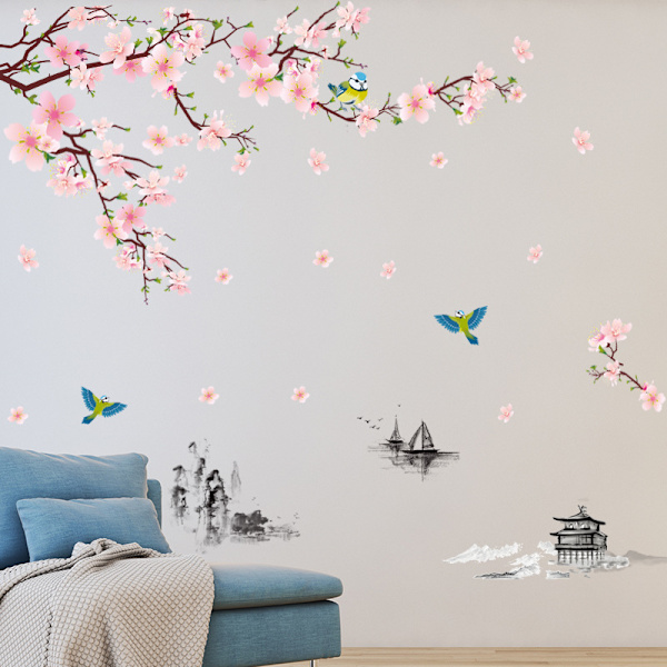Väggdekaler, ros, blomsterranka väggdekoration sovrum l