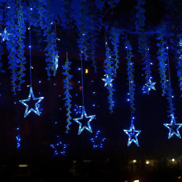 Blinkande stjärnor LED ljusslinga fönsterdisplay jul jul blå