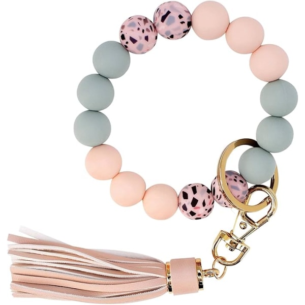 Nyckelring Armband Silikon Nyckelring Armband med Läder Tassel