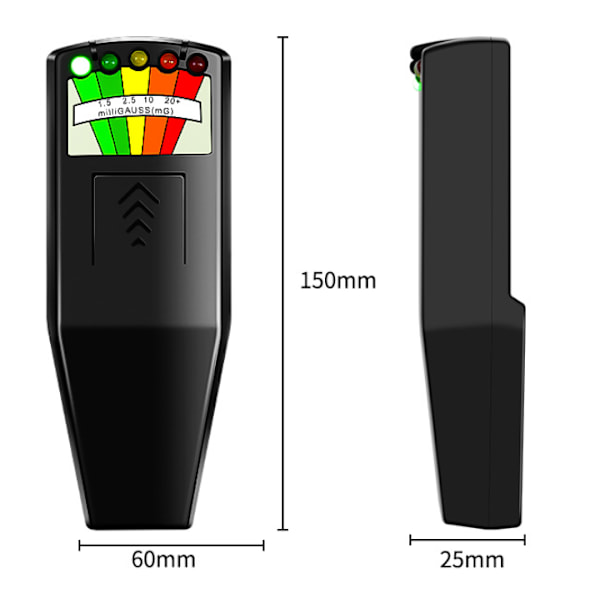 Bærbar LED EMF Detektor Elektromagnetisk Felt Spøgelsesjagt Tester Paranormalt Udstyr Sort