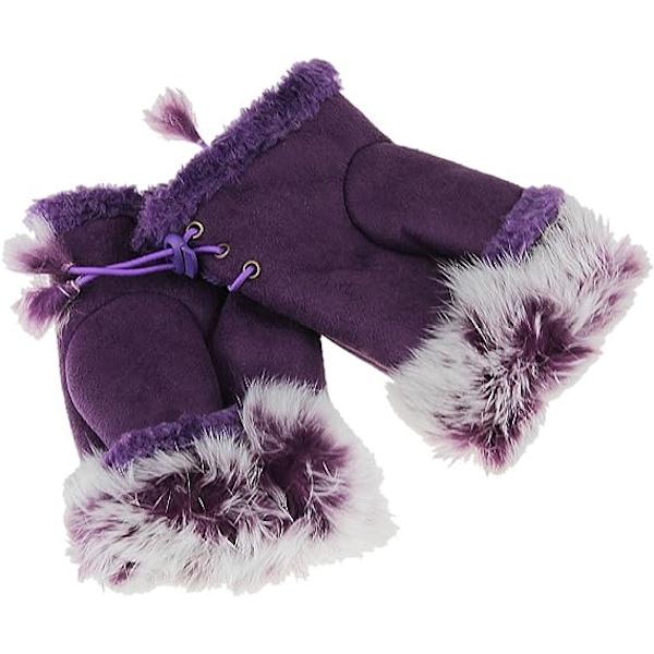 Kvinder Vinter Varme Halv Finger Fingerless Pels Skrivning Ridning Håndled