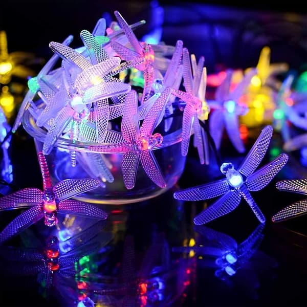 Solcelledrevne lysslynger 20ft 30led Dragonfly-formede vanntette febelysning