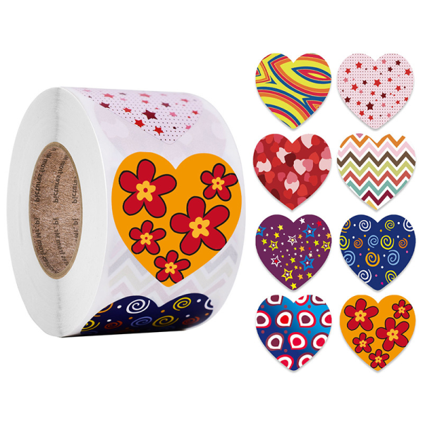 1500 Heart Design Stickers / 1" Circle 4th of July Stickers/Patriotic Stickers