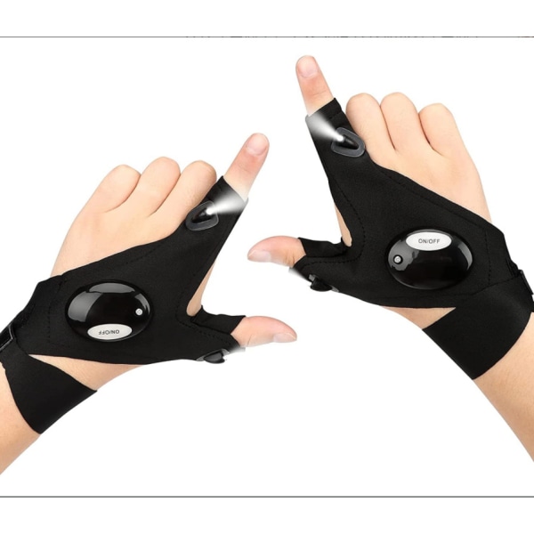 2 par LED lommelygte handsker udendørs fiskehandsker og skruetrækker