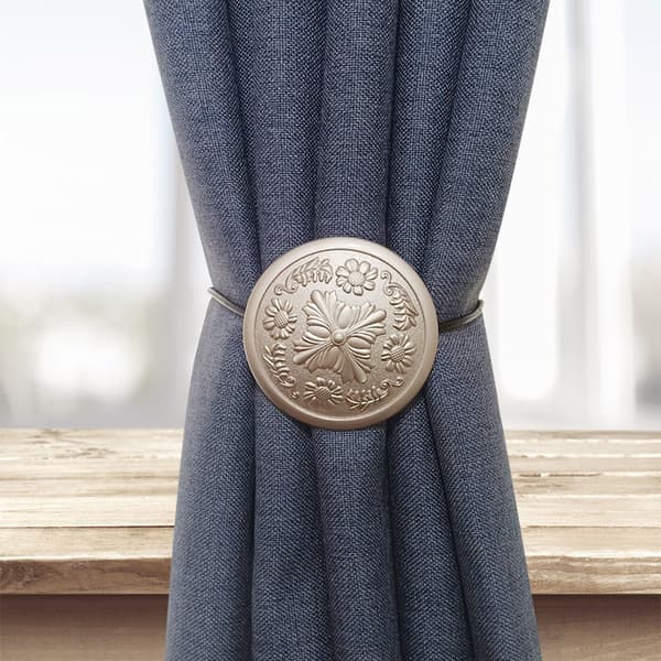 Gyllene metalliska magnetiska gardinuppsättningar, solros boho-tema slips
