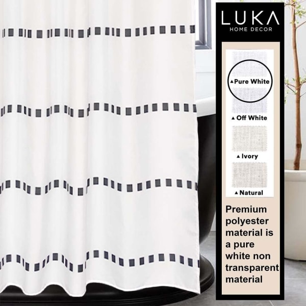 Boho Duschdraperi, Lantlig Duschdraperi, Svartvit Duschdraperi Set, Vit Duschdraperi 72x72