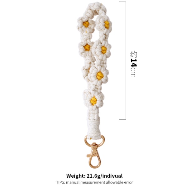Håndlaget håndleddsrem nøkkelring for kvinner med nøkkelring Makrame Lanyard