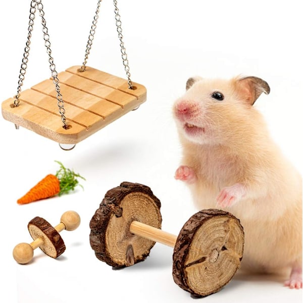 Hamster tyggelegetøj 10 stk. Naturlig fyrretræ træningsklokke rulle de