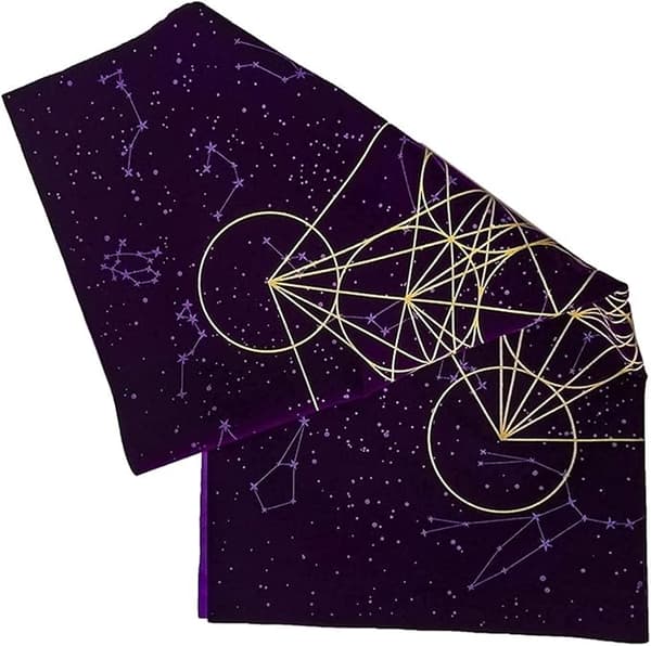 Trykt Lilla Fløjl Tarot Dug - Hellig Geometri - til Ta