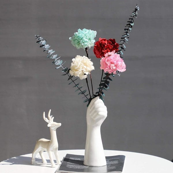 9-tommers moderne kunst keramisk vase som holder planter blomsterbeholder, bordplate hvitt arm vase for hjemmekontor dekorasjon