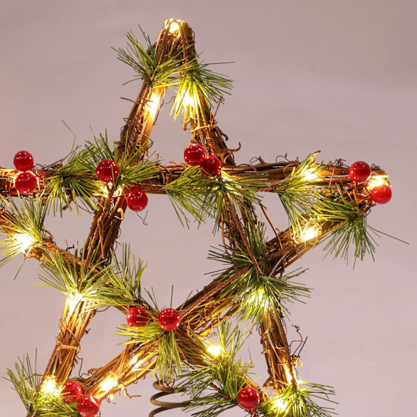 Juletrær Topper Lighted, 12\" Stjerne Topper med Røde Bær