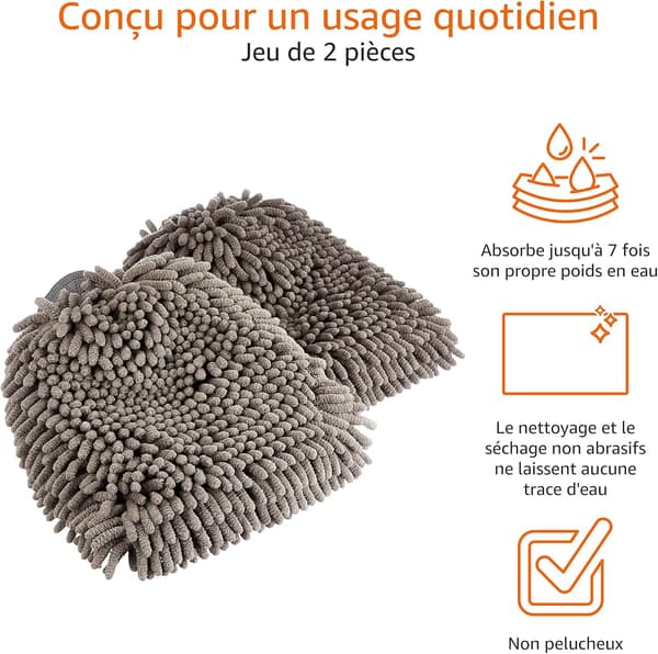 Mikrofiberbilsvamp Lyxig Bilrengöringsduk, 2-pack, Grå, 20*28 cm