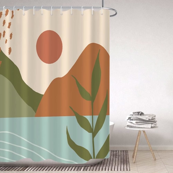 Abstrakt Duschdraperi Terrakotta Duschdraperi Mid Century Mod