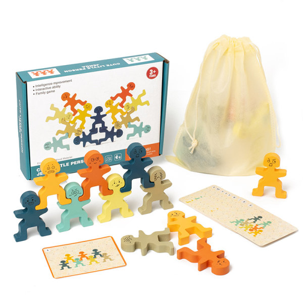 Montessori-leksaker, 18-delade träbyggklossar för småbarn Sta