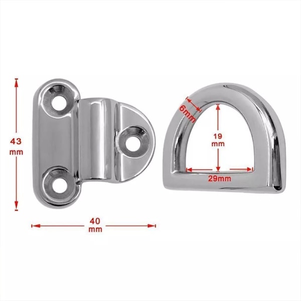 2 stk. 6mm Stål Hardware Tie Down Anchor Dæk Rustfrit Stål D-Ring Anker Foldbar Øje til Marine Rail SUS316