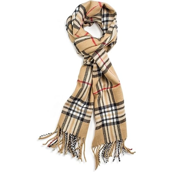 Super Soft Classic Cashmere Feel Winter Scarf Camel Plaid