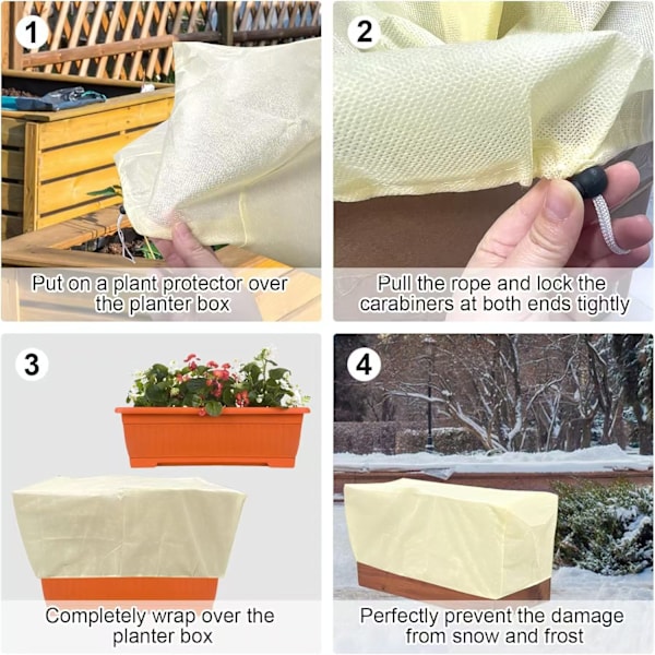 4 stk Rektangulære Planteboksbeskyttere Frostbeskyttende Deksel for Vinterplanter, Rektangulære Plantedeksel Vinter, Utendørs Plantefrostbeskyttende Deksel