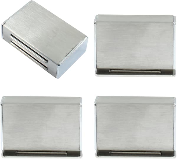4-pack magnetiska skåplås, självhäftande, silver, magnetiska lås för kök